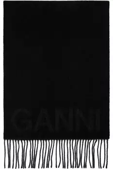 Черный шарф с бахромой GANNI