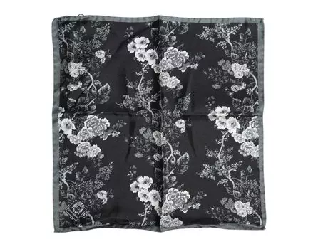 Черный шелковый квадратный платок с цветочным узором Dolce & Gabbana