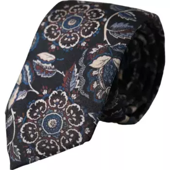 Черный шелковый регулируемый мужской галстук с цветочным узором Dolce & Gabbana