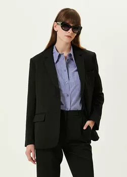 Черный шерстяной пиджак с воротником-бабочкой Anine Bing