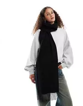 Черный шерстяной шарф Weekday