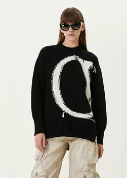 Черный шерстяной свитер с воротником-стойкой и логотипом Off-White