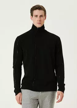 Черный шерстяной свитер с высоким воротником и декоративной строчкой Isabel Benenato