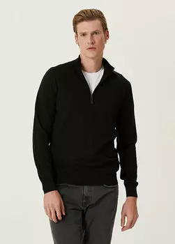 Черный шерстяной трикотаж с высоким воротником Beymen