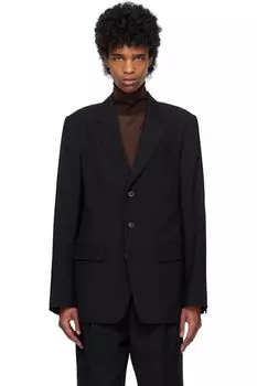 Черный шерстяной твиловый блейзер Dries Van Noten