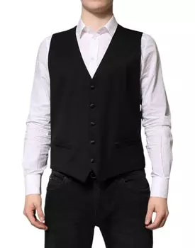 Черный шерстяной жилет для мужчин Dolce & Gabbana, Black