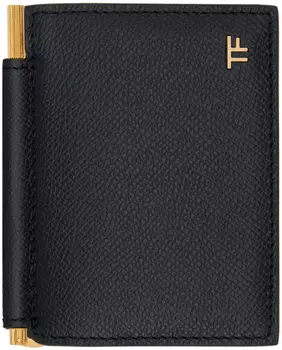 Черный складной держатель для карт с зажимом для денег TOM FORD