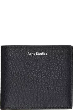 Черный складной кожаный кошелек Acne Studios