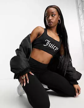 Черный спортивный бюстгальтер для активного отдыха Juicy Couture