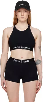 Черный спортивный бюстгальтер с круглым вырезом Palm Angels