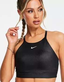Черный спортивный бюстгальтер с легкой поддержкой Nike Training High Shine Indy