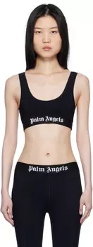 Черный спортивный бюстгальтер с логотипом Palm Angels