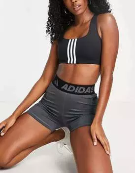 Черный спортивный бюстгальтер со средней поддержкой adidas Training 3 Stripe adidas performance