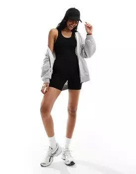 Черный спортивный комбинезон в рубчик ASOS