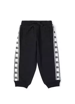 Черный спортивный костюм для мальчика в полоску с логотипом Dolce&Gabbana