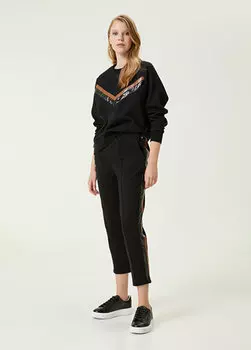 Черный спортивный костюм в двойную полоску с эластичным поясом Beymen