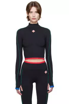 Черный спортивный топ с рукавами реглан Casablanca