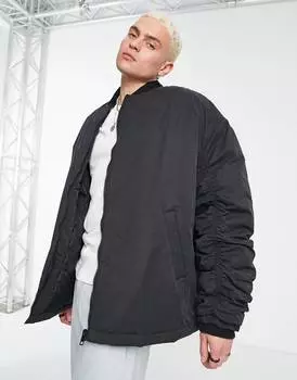 Черный стеганый бомбер оверсайз ASOS DESIGN