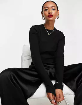 Черный супермягкий топ в рубчик со швом ASOS DESIGN