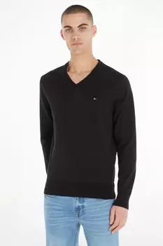 Черный свитер 1985-го года с V-образным вырезом Tommy Hilfiger, черный