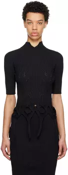 Черный свитер из корзинчатой ткани Mame Kurogouchi