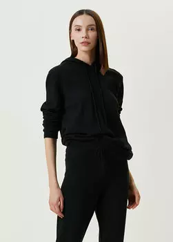 Черный свитер из шерсти мериноса с капюшоном Tru