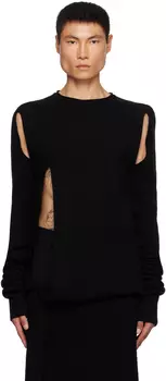 Черный свитер с длинным рукавом типа "банан" Rick Owens