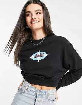 Черный свитер с круглым вырезом и серебряной тесьмой Levi's