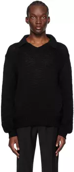 Черный свитер с острым воротником Helmut Lang