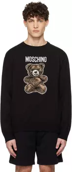 Черный свитер с плюшевым мишкой Moschino