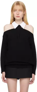 Черный свитер с воротником-стойкой Valentino