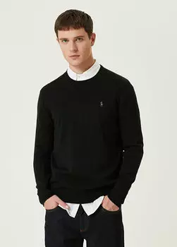Черный свитер с вышитым логотипом Polo Ralph Lauren