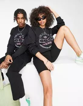 Черный свитшот adidas Originals 'Sports Resort' Club с графикой спереди