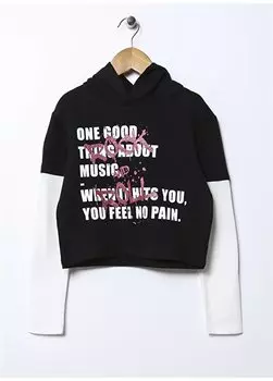 Черный свитшот для девочек с блестками PRG-07 Funky Rocks, черный