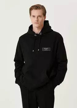 Черный свитшот из органического хлопка с капюшоном и логотипом Balmain