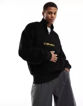 Черный свитшот из овчины на молнии COLLUSION