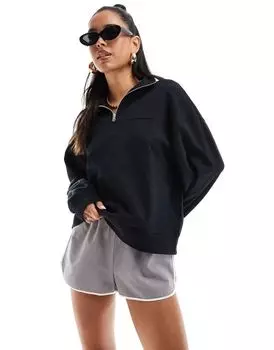 Черный свитшот на полумолнии ASOS DESIGN — часть комплекта