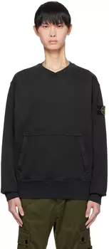 Черный свитшот, окрашенный в готовую одежду Stone Island