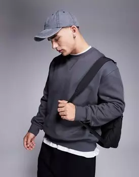 Черный свитшот оверсайз из плотной ткани плотностью 400 г/м ASOS DESIGN