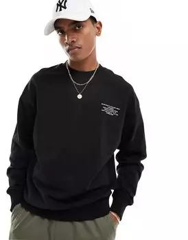Черный свитшот оверсайз с принтом Jack & Jones