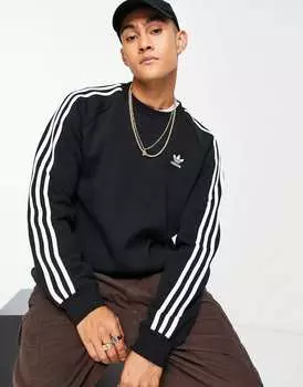 Черный свитшот с 3 полосками adidas Originals Adicolor