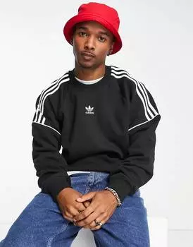 Черный свитшот с 3 полосками и логотипом adidas Originals Rekive