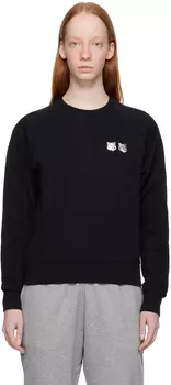 Черный свитшот с двойной головой лисы Maison Kitsun