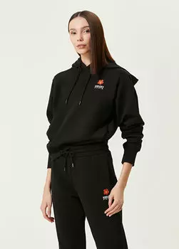 Черный свитшот с капюшоном и логотипом Kenzo