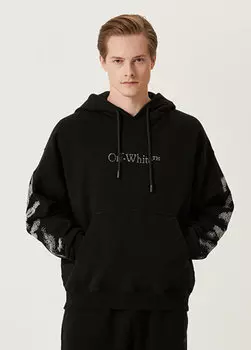 Черный свитшот с капюшоном и логотипом Off-White
