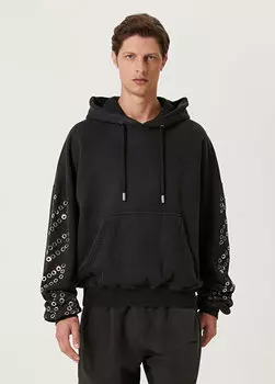 Черный свитшот с капюшоном и петельками Off-White
