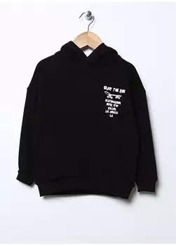 Черный свитшот с капюшоном и принтом для мальчиков MOMEN BOY Limon, черный