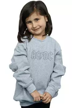 Черный свитшот с контурным логотипом AC/DC, серый