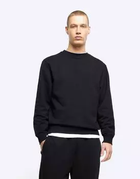 Черный свитшот с круглым вырезом River Island