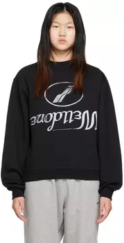 Черный свитшот с круглым вырезом We11done